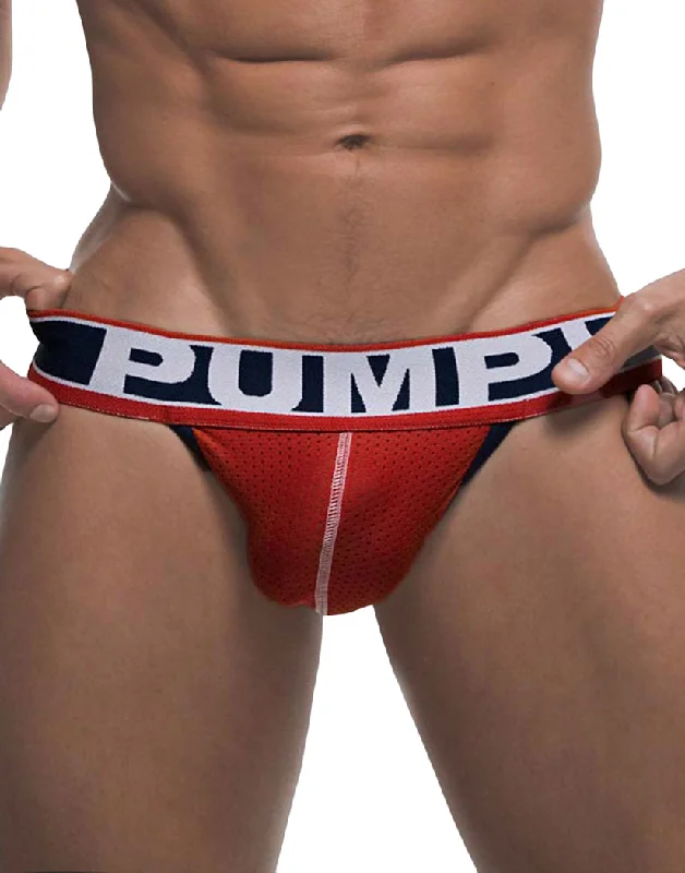 PUMP! Men's Fever Low Rise Mesh Jock Red 15014 Masculine Men's Thick Masculine Men's Thick