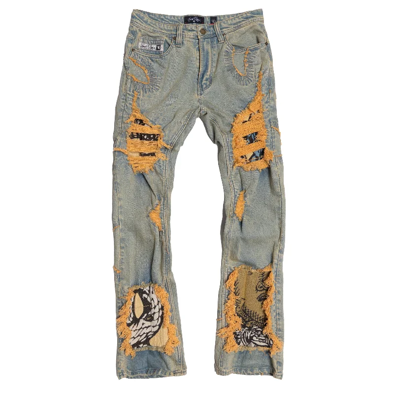 F1944 Cashay Tapestry Denim Jeans - Dirt Trendy Men's Scandinavian Trendy Men's Scandinavian