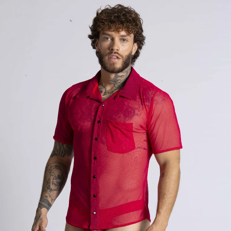 Gigo Bahia short sleeve mesh shirt red Sophisticated Men's  Sophisticated Men's 