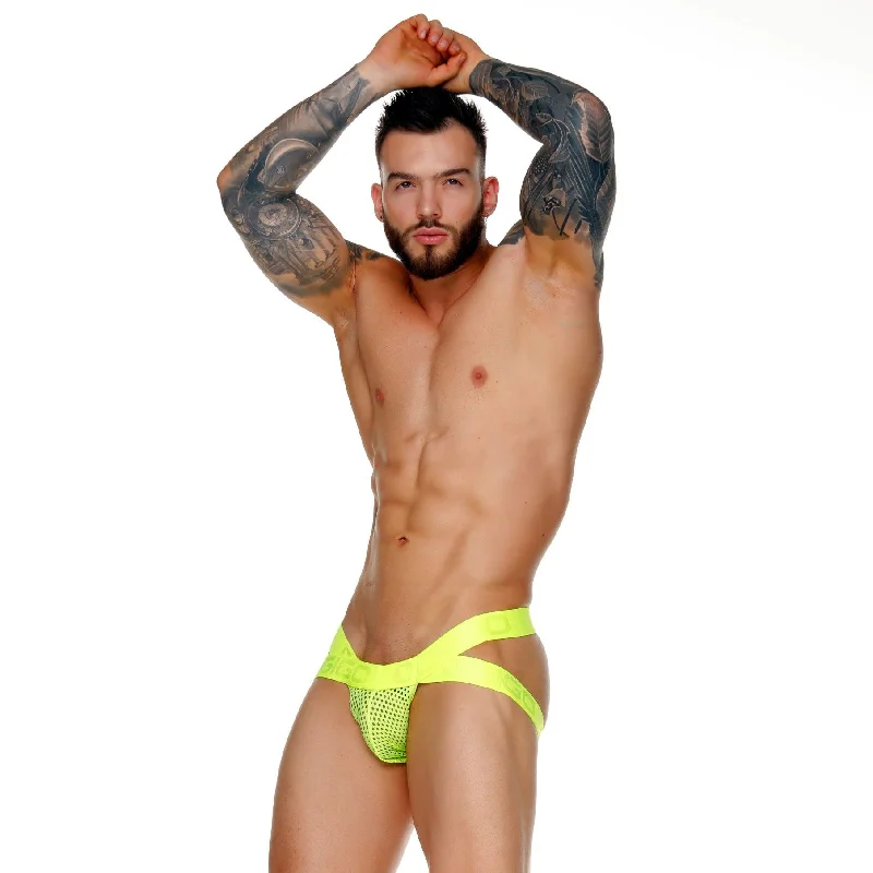 Gigo Morocco jockstrap mesh neon yellow Dapper Men's Bow Dapper Men's Bow