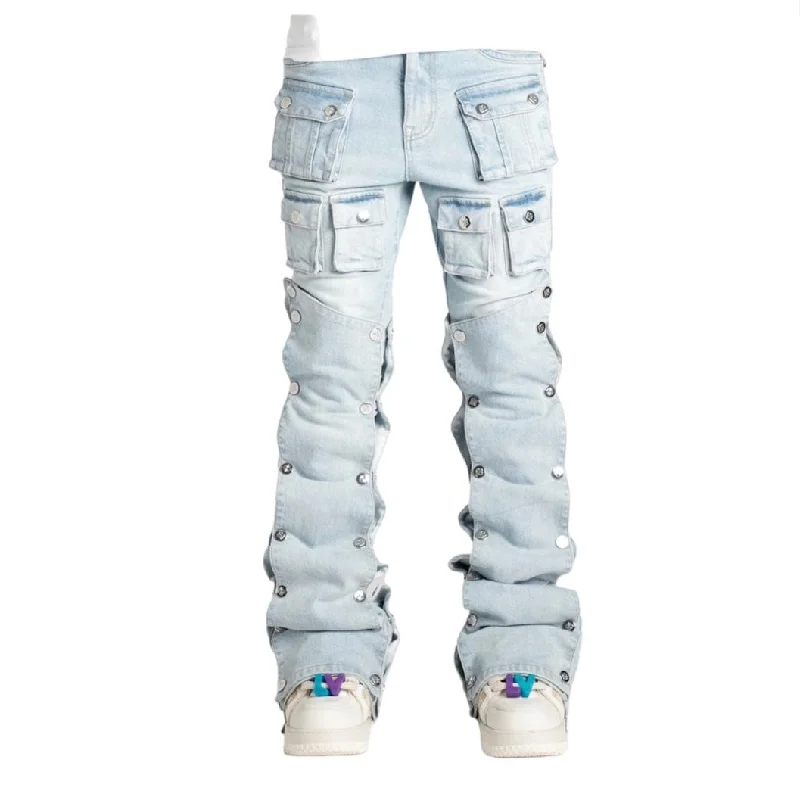 Guapi Aqua Blue Stacked Premium Denim (Aqua Blue) GUAP132 Modern Men's  Modern Men's 