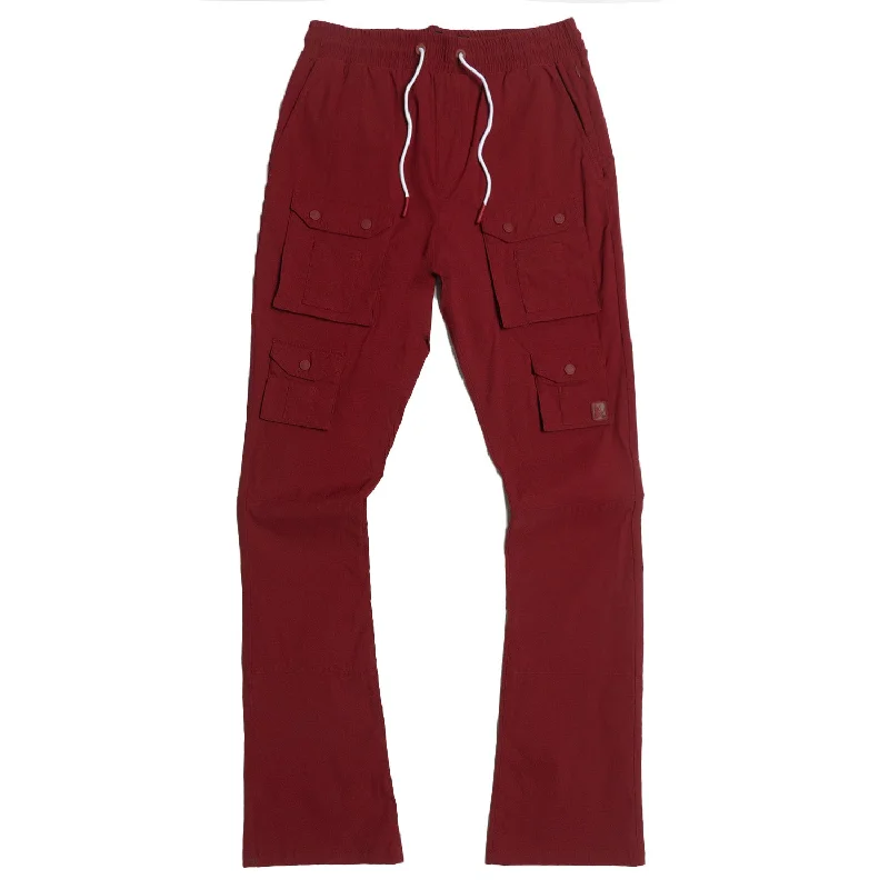 M1633 Colton 34” Stack Nylon/Spandex  Sweat Pants - Burgundy Elegant Men's Cashmere Elegant Men's Cashmere