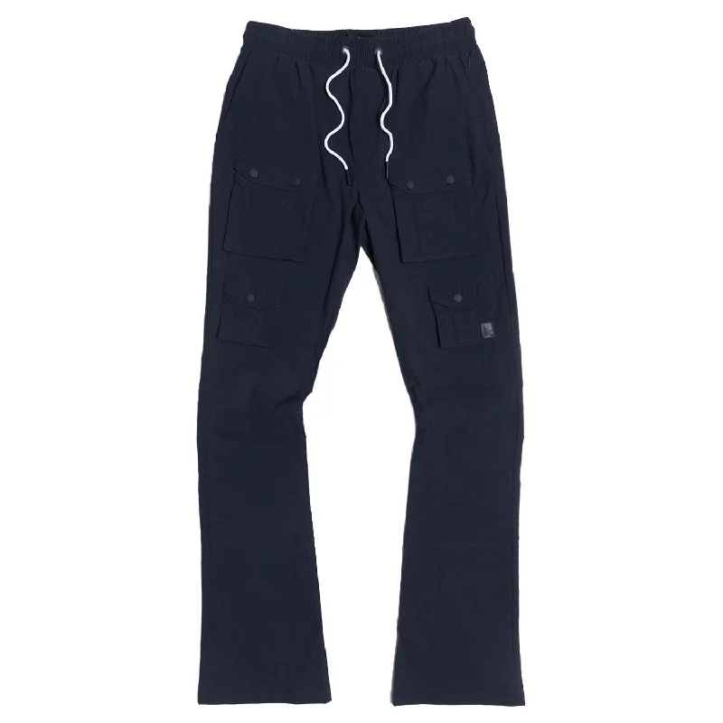 M1633 Colton 34” Stack Nylon/Spandex  Sweat Pants - Navy Trendy Men's Bucket Trendy Men's Bucket