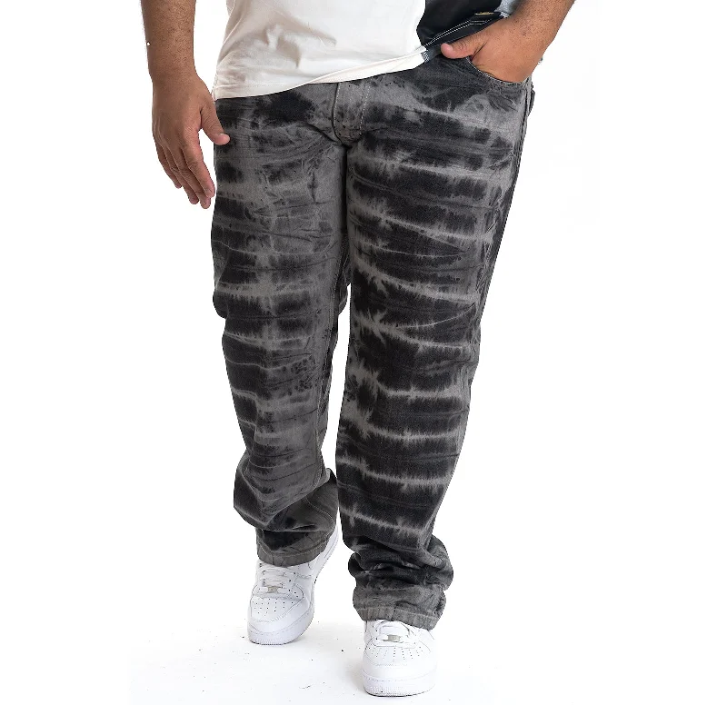 M1708 Makobi Tie-Dye Jeans - Black Polished Men's Silk Polished Men's Silk