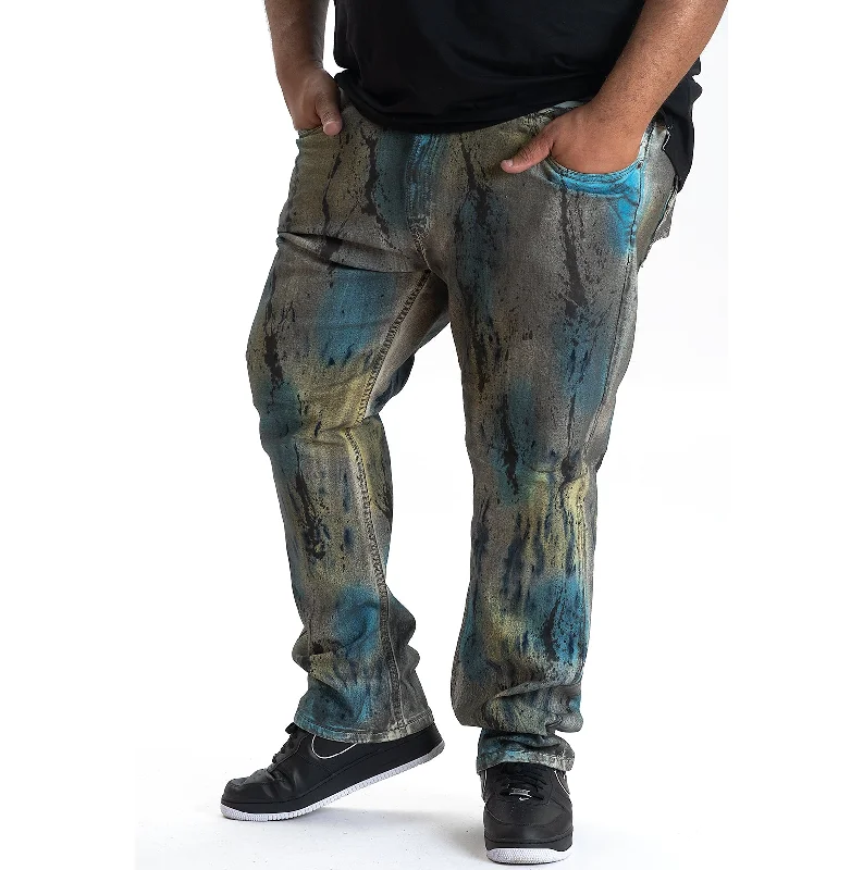 M1710 Makobi Paint Splatter Jeans - Navy Practical Men's Multi Practical Men's Multi