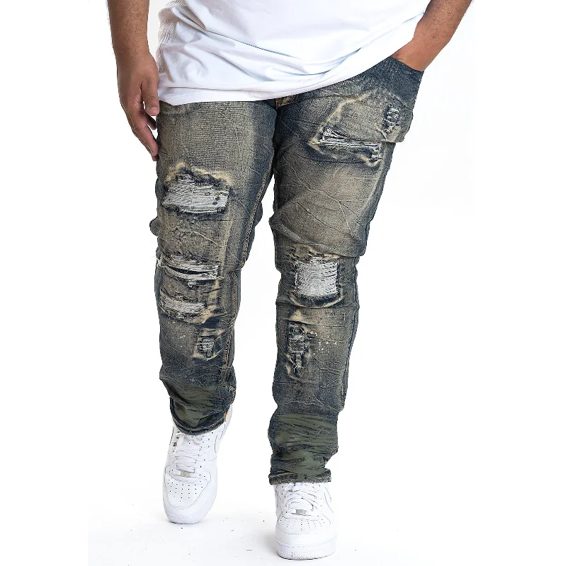 M1725 Shredded Denim Jeans with Paint Splashes - Vintage Vacation Vacation