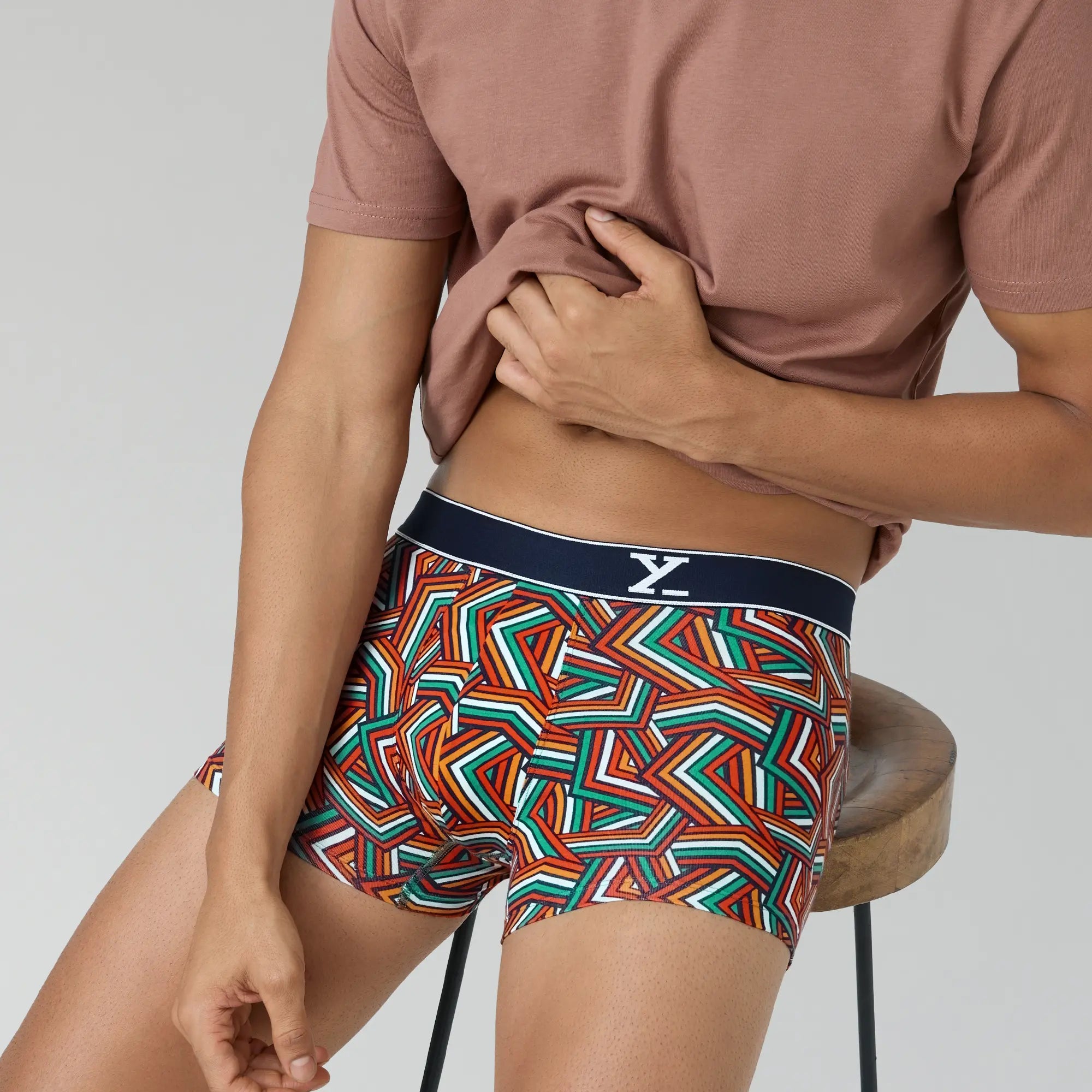 Parallax Cotton Trunks Yellow Stripes Modern Men's Geometric Modern Men's Geometric