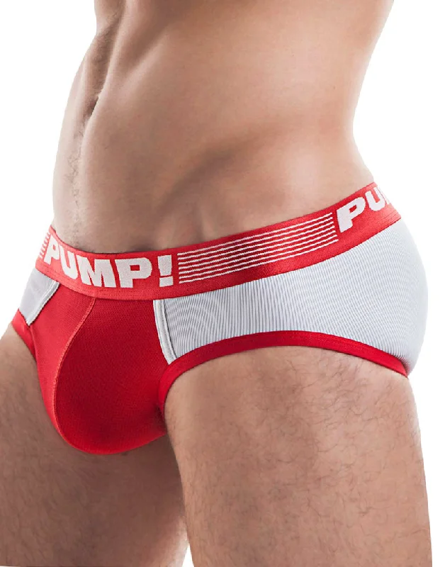 PUMP! Men's Ribbed Low Rise Mesh Brief Red 12043 Trendy Men's Bucket Trendy Men's Bucket