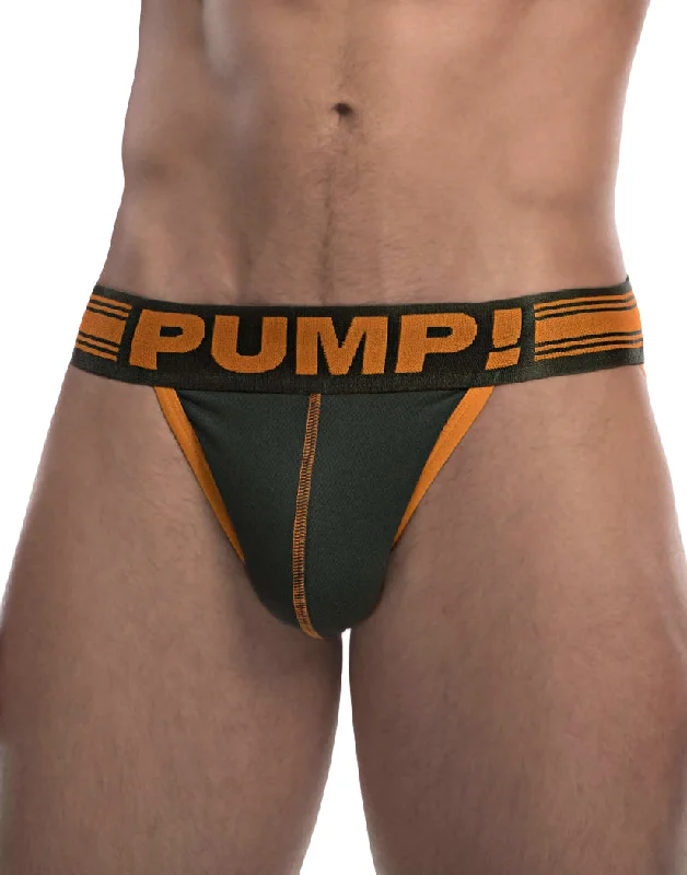 PUMP Squad Low Rise Cotton Mesh Jockstrap Green/Orange/White 15042 Luxurious Men's High Luxurious Men's High