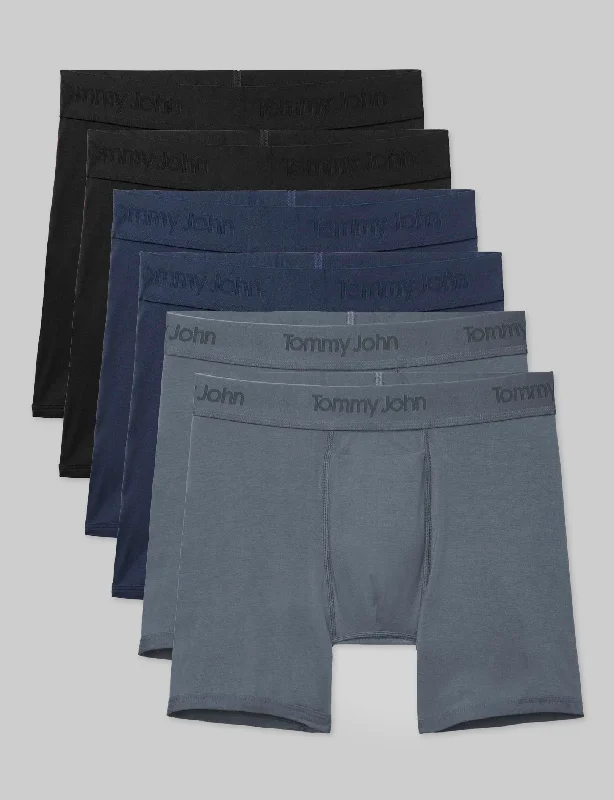 Second Skin Mid-Length Boxer Brief 6" (6-Pack) Dapper Men's 1920S Dapper Men's 1920S