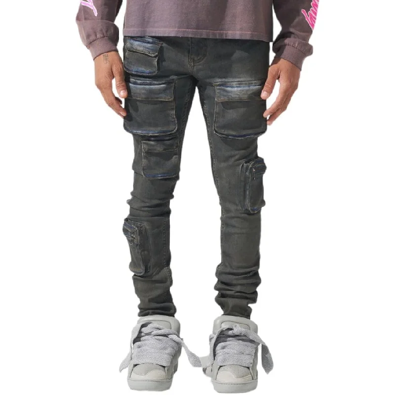 Serenede Wave Cargo Jeans (Blue) WAVE-BLUE Streetwear Style Streetwear Style