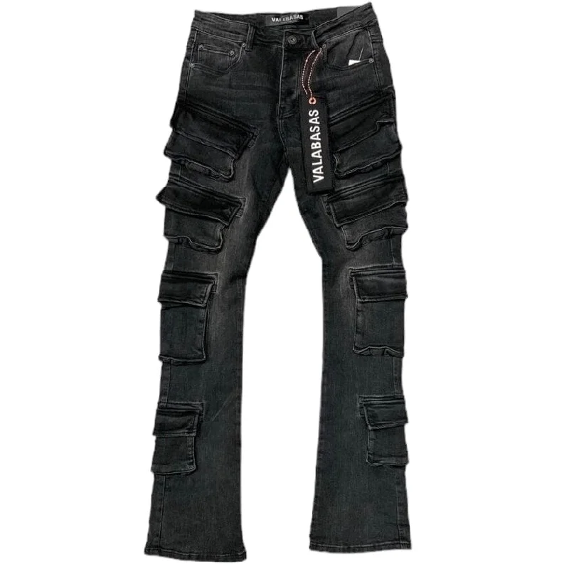 Valabasas "Pinnacle" Flared Stacked Denim (Black/Grey) VLBS4101623 Bohemian Men's Free Bohemian Men's Free