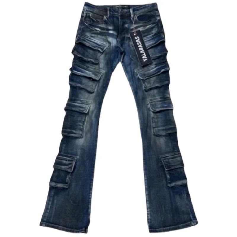 Valabasas "Pinnacle" Flared Stacked Denim (Blue Dirty Wash) VLBS4101623 Refined Men's Classic  Refined Men's Classic 