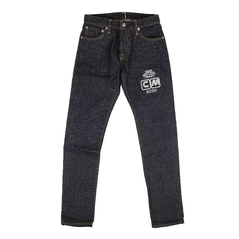 Visitor On Earth Logo Jeans - Navy Blue Laid Laid