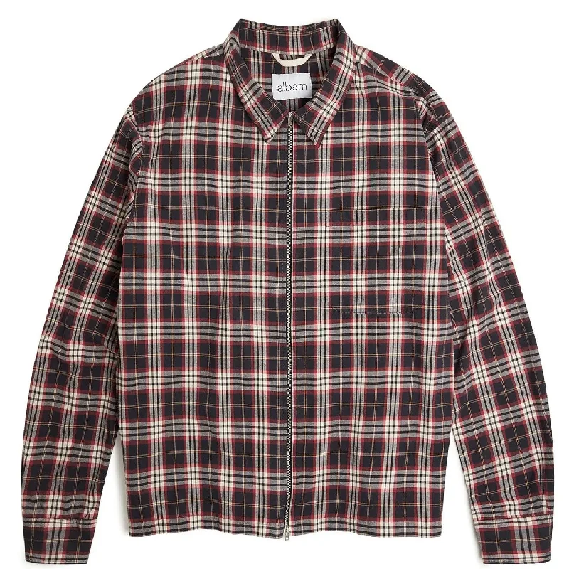 Albam Brushed Flannel Blake Jacket Charcoal Tartan Check Refined Men's Hand Refined Men's Hand