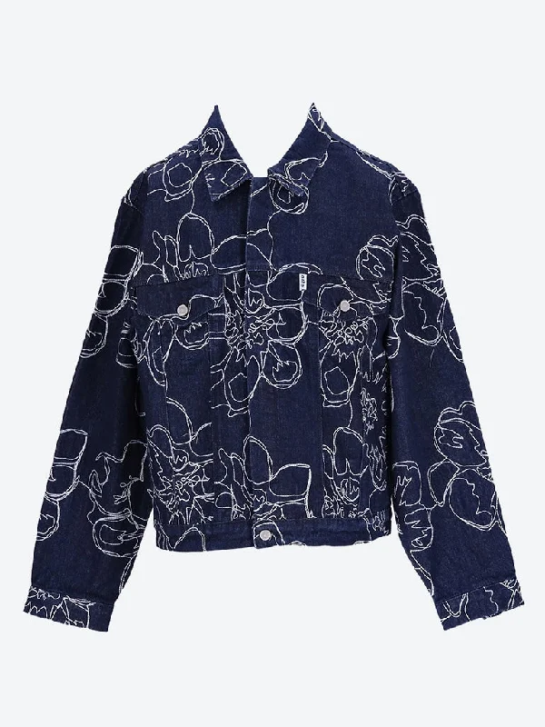 Flower stitch denim jacket Relaxed Men's Beach Relaxed Men's Beach