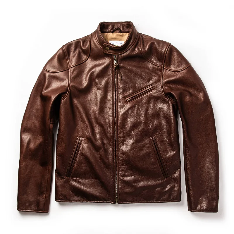 The Band Collar Moto Jacket in Espresso Steerhide Refined Men's Velvet Refined Men's Velvet