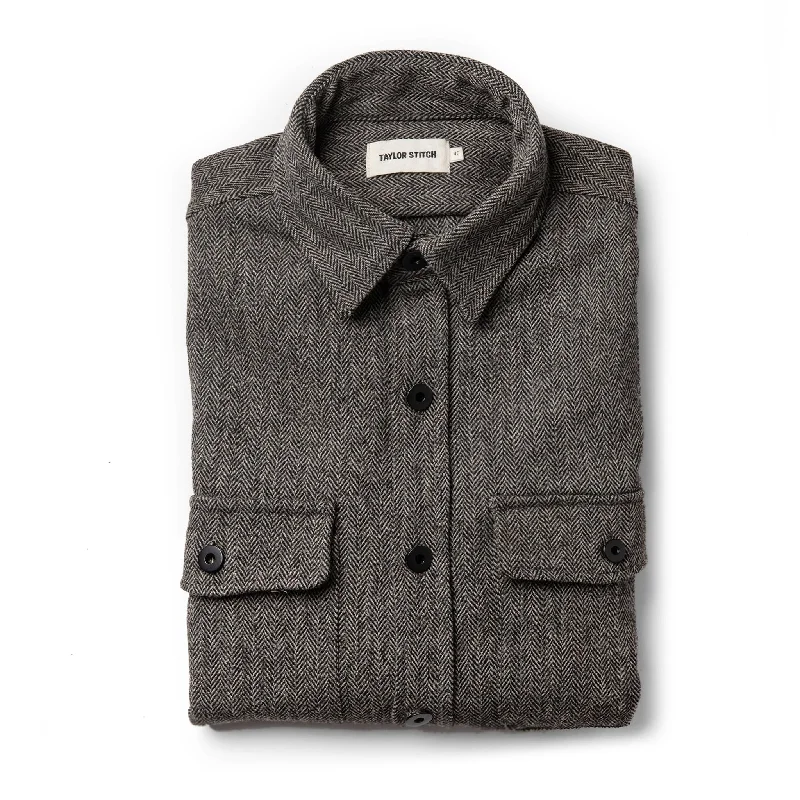 The Explorer Shirt in Charcoal Herringbone Traditional Men's Wool Traditional Men's Wool