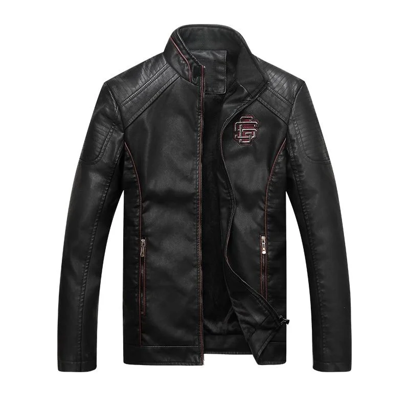 Geometric Faux Leather Jacket Bohemian Men's Free Bohemian Men's Free