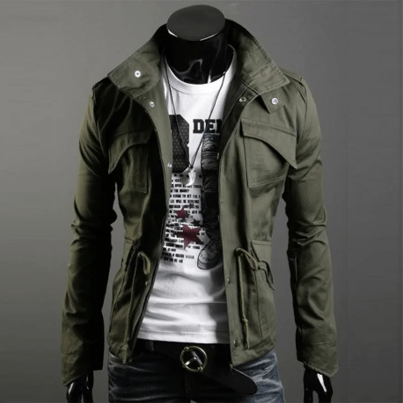 Military Style Jacket Modern Men's Geometric Modern Men's Geometric