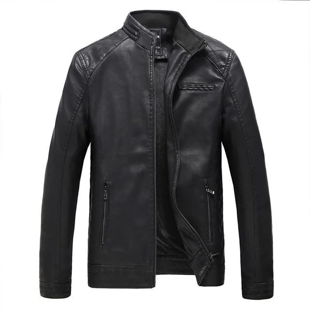 Motorcycle PU Leather Jacket Elegant Men's Formal  Elegant Men's Formal 