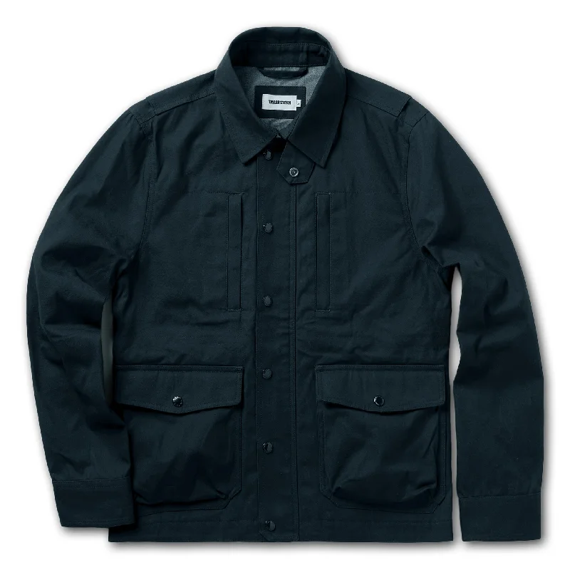 The Pathfinder Jacket in Navy Dry Wax Laid Laid