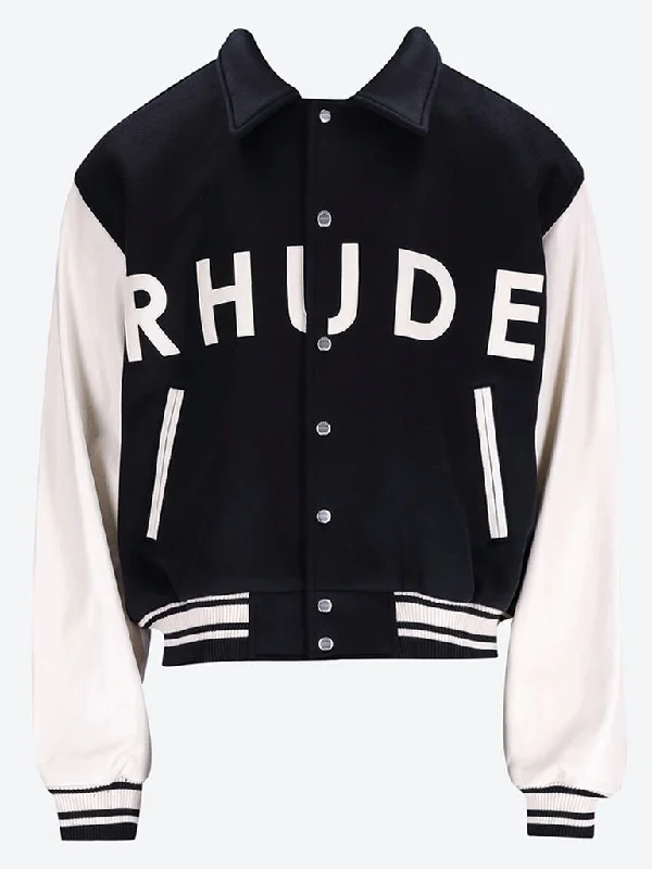 Rhude collegiate  jacket in leather Unique Men's Upcycled Unique Men's Upcycled