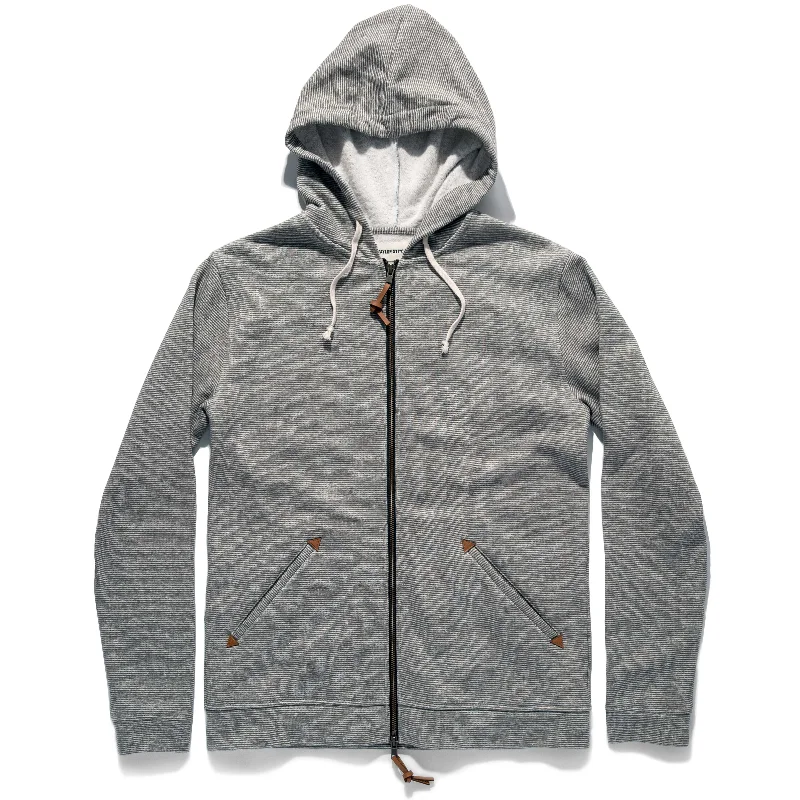 The Après Hoodie in Olive Stripe Hemp Fleece Artistic Men's Hand Artistic Men's Hand