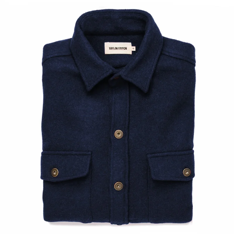 The Explorer Shirt in Navy Boiled Wool Dapper Men's Bow Dapper Men's Bow