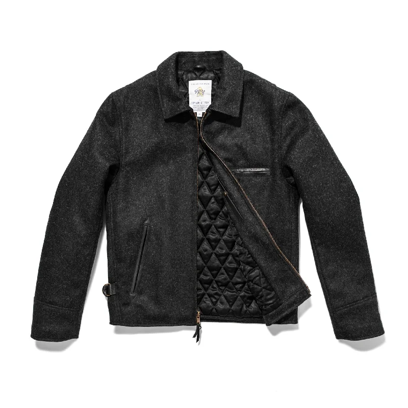 The Monterey Bomber in Charcoal Wool Trendy Men's Oversized Trendy Men's Oversized