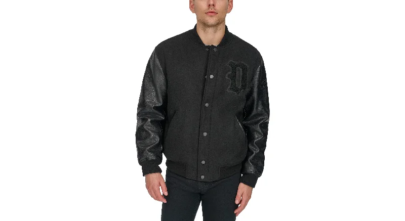 Varsity Bomber Jacket Monochromatic Office Style Monochromatic Office Style