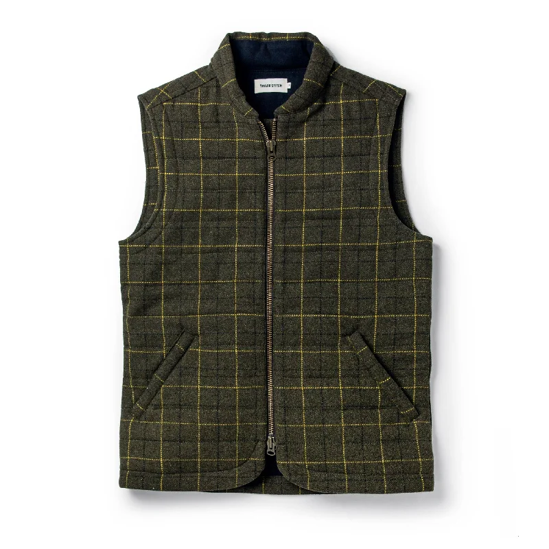 The Vertical Vest in Olive Plaid Wool Tough Men's Military Tough Men's Military