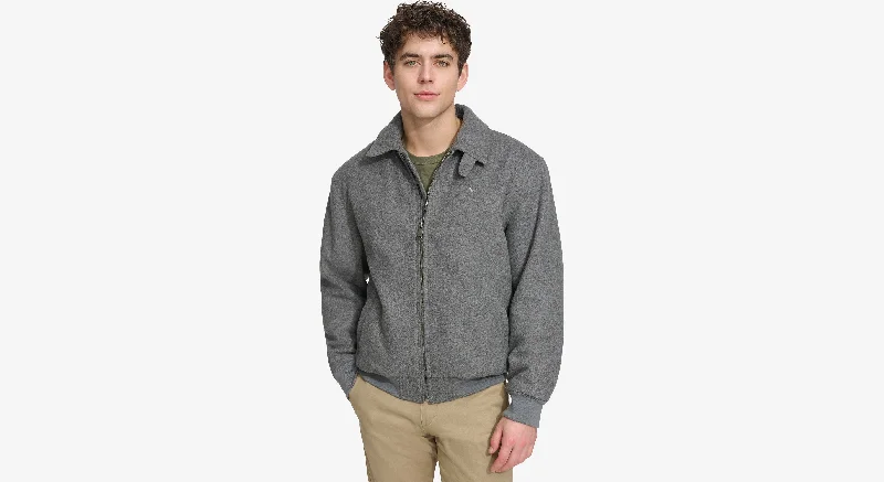 Wool Blend Laydown Collar Bomber Jacket Masculine Men's  Masculine Men's 