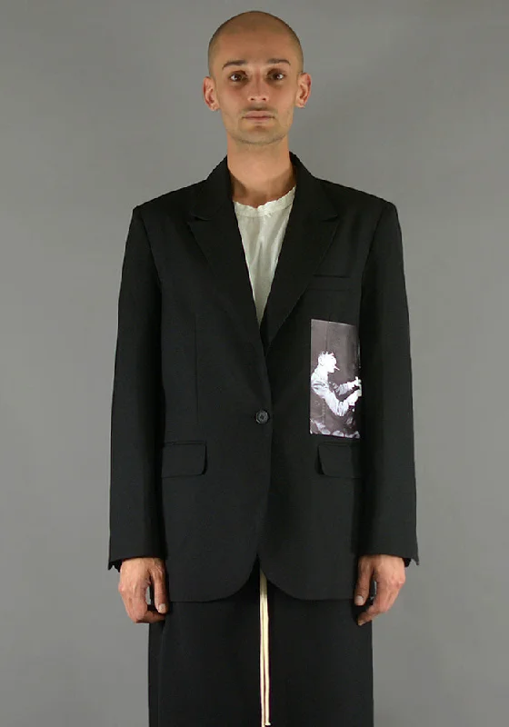 YUIKI SHIMOJI PATCHED BLAZER BLACK COCTEAU Relaxed Men's Beach Relaxed Men's Beach